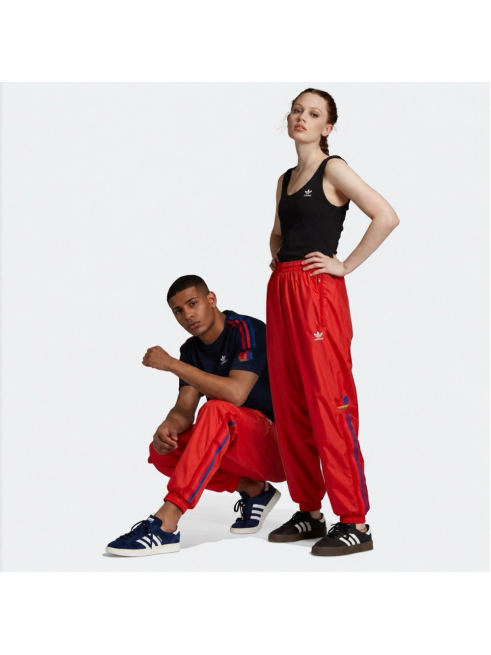 Adidas Originals Unisex 3D Trefoil Logo 3 Striped Red Track Pants S